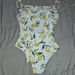NWT Jessica Simpson Lemon Multi Tie-Waist One-Piece Swimsuit - Medium
